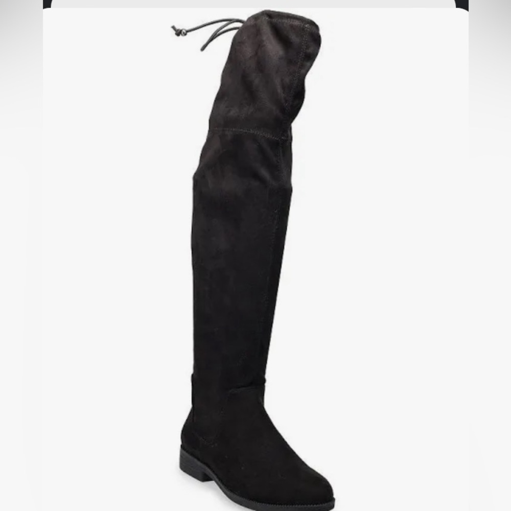 No Parking Over The Knee Black Suede Boots - Size 7.5
